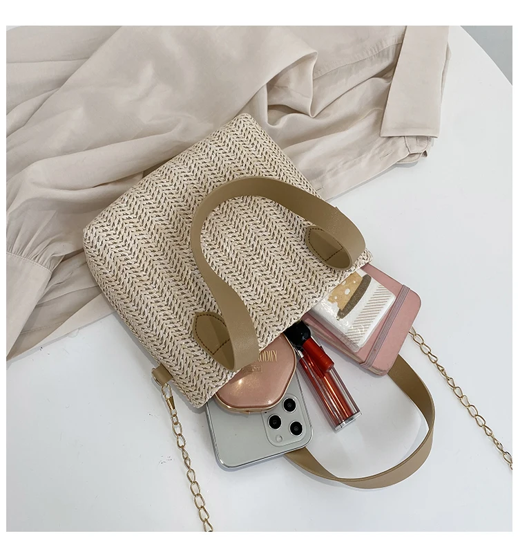 2021 Elegant Ladies Straw Woven Handbag With Chain Retro Shoulder Bags Women Holiday Beach Casual Tote Top-Handle Bags Fashion
2021 Elegant Ladies Straw Woven Handbag With Chain Retro Shoulder Bags Women Holiday Beach Casual Tote Top-Handle Bags Fashion