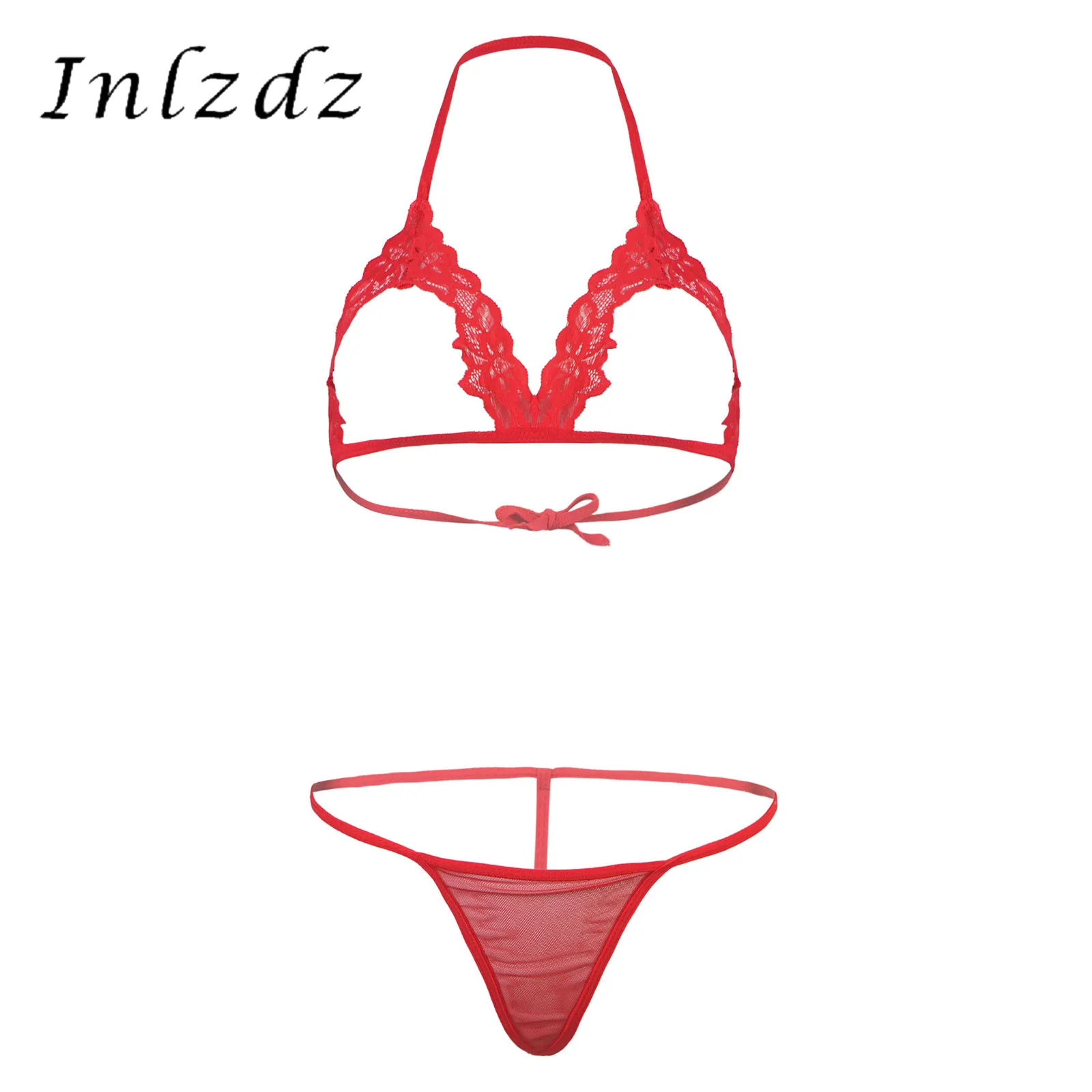 Womens Floral Lace Erotic Lingerie Suit Hollow Out Lace-up Open Cup Bra with Mesh T-Back Briefs Two-Piece Underwear Sleepwear
Womens Floral Lace Erotic Lingerie Suit Hollow Out Lace-up Open Cup Bra with Mesh T-Back Briefs Two-Piece Underwear Sleepwear