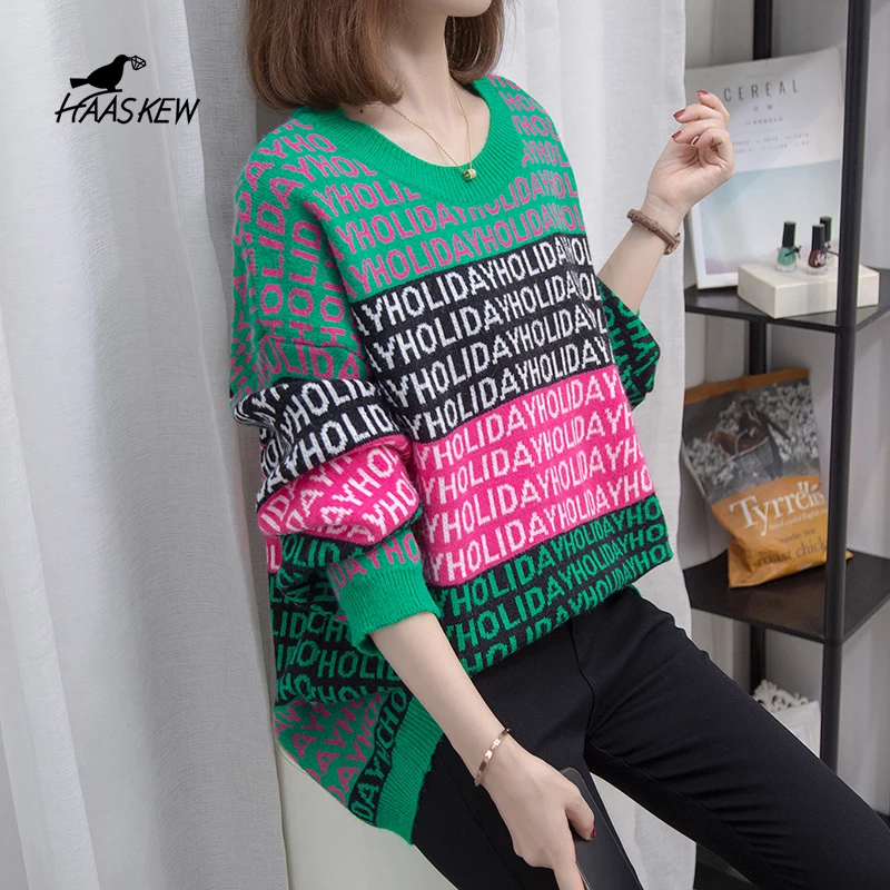 Женский свитер, осень 2021, Модный Новый Свободный Повседневный вязаный свитер с длинными рукавами и полосатым принтом букв, топ, пуловер
Женский свитер, осень 2021, Модный Новый Свободный Повседневный вязаный свитер с длинными рукавами и полосатым принтом букв, топ, пуловер