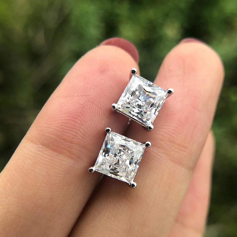 925 Sterling Silver Simple Stud Earrings for women Sparking 7*7mm Wedding Engagement party Bride Band jewelry Wholesale 
925 Sterling Silver Simple Stud Earrings for women Sparking 7*7mm Wedding Engagement party Bride Band jewelry Wholesale