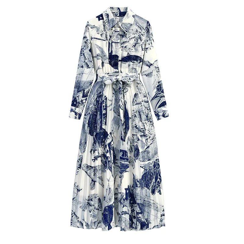 Large size women's dress 2021 spring and summer new blue and white porcelain skirt printing design long sleeve slim dress
Large size women's dress 2021 spring and summer new blue and white porcelain skirt printing design long sleeve slim dress