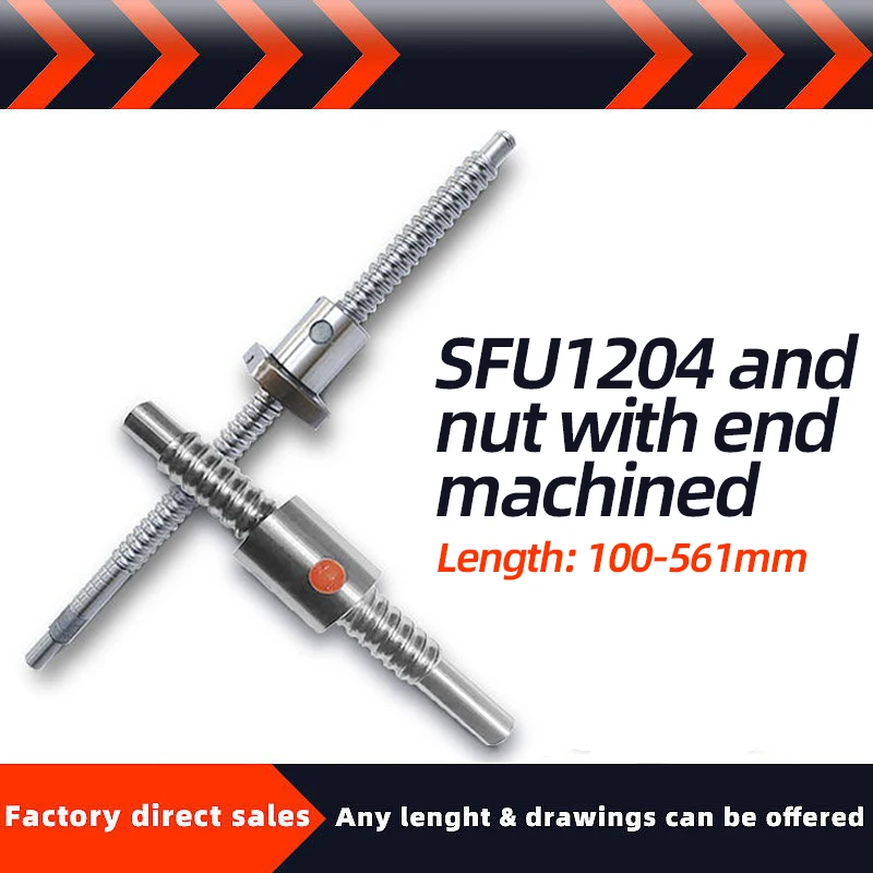 Machining 1204 screws SFU1204 100 150 161 200 250 261 300 350 361 400 -561mm C7 ball screw with single ball nut for CNC parts
Machining 1204 screws SFU1204 100 150 161 200 250 261 300 350 361 400 -561mm C7 ball screw with single ball nut for CNC parts