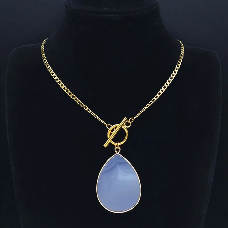 Water Drop Stainless Steel Natural Stone Necklace Women Gold Color Pendant Necklace Fashion Jewery collar piedras NXS04
Water Drop Stainless Steel Natural Stone Necklace Women Gold Color Pendant Necklace Fashion Jewery collar piedras NXS04