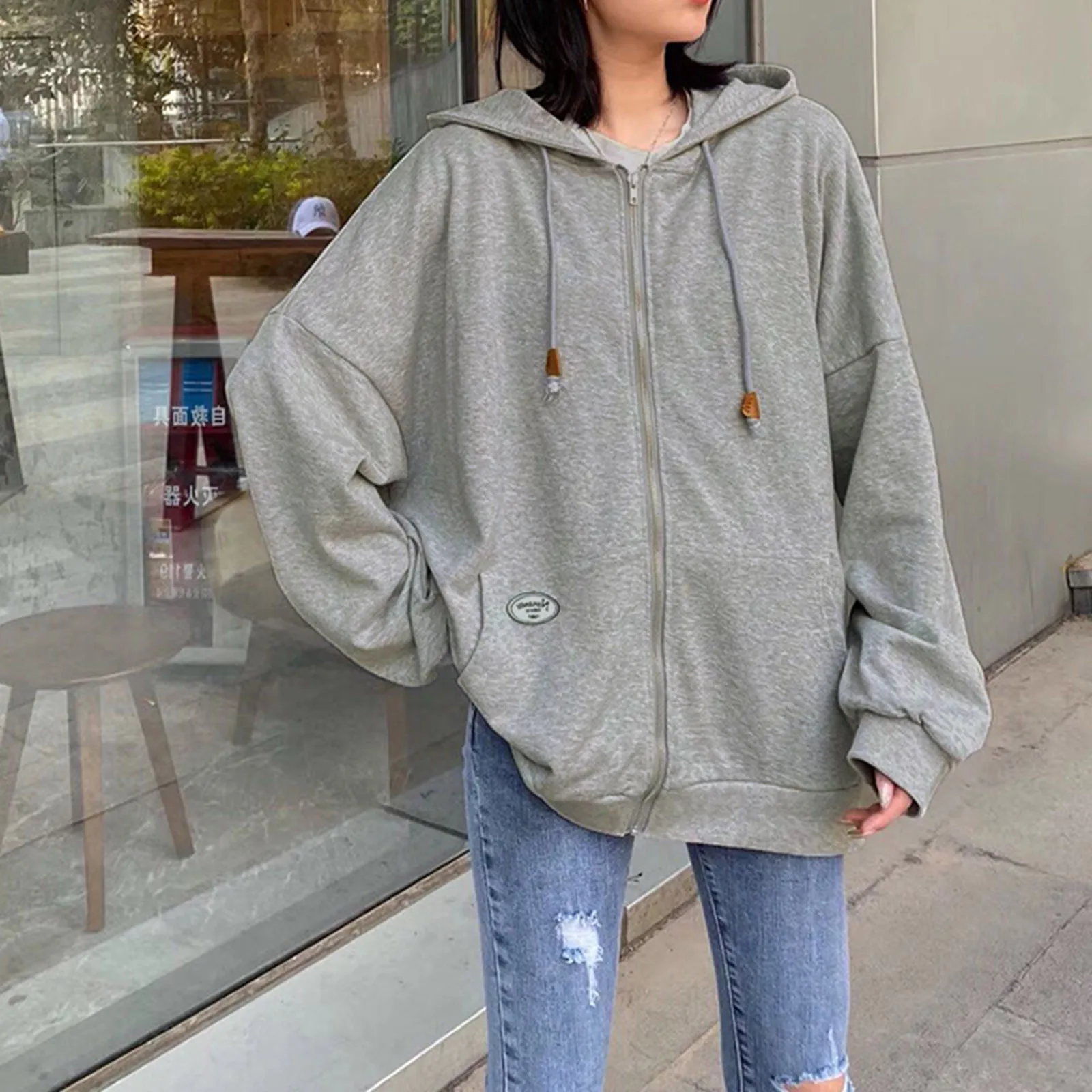 Zip Up Hoodie Womens Oversize Sweatshirt Solid Long Sleeve Loose Korean Style Female Girls Pullover Tops Autumn Jacket Coat 2021
Zip Up Hoodie Womens Oversize Sweatshirt Solid Long Sleeve Loose Korean Style Female Girls Pullover Tops Autumn Jacket Coat 2021