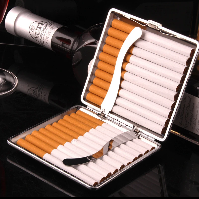 Men Leather Cigarette Box Cigar Case Metal Leather Smoking Accessories Cigarette Lady Storage Cover Hold Gift
Men Leather Cigarette Box Cigar Case Metal Leather Smoking Accessories Cigarette Lady Storage Cover Hold Gift
