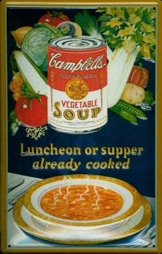 Campbells Vegetable Soup Plate Sign 3D Visual Effects Sign Metal Tin 8" X 12" Inch Wall Art Signs
Campbells Vegetable Soup Plate Sign 3D Visual Effects Sign Metal Tin 8" X 12" Inch Wall Art Signs