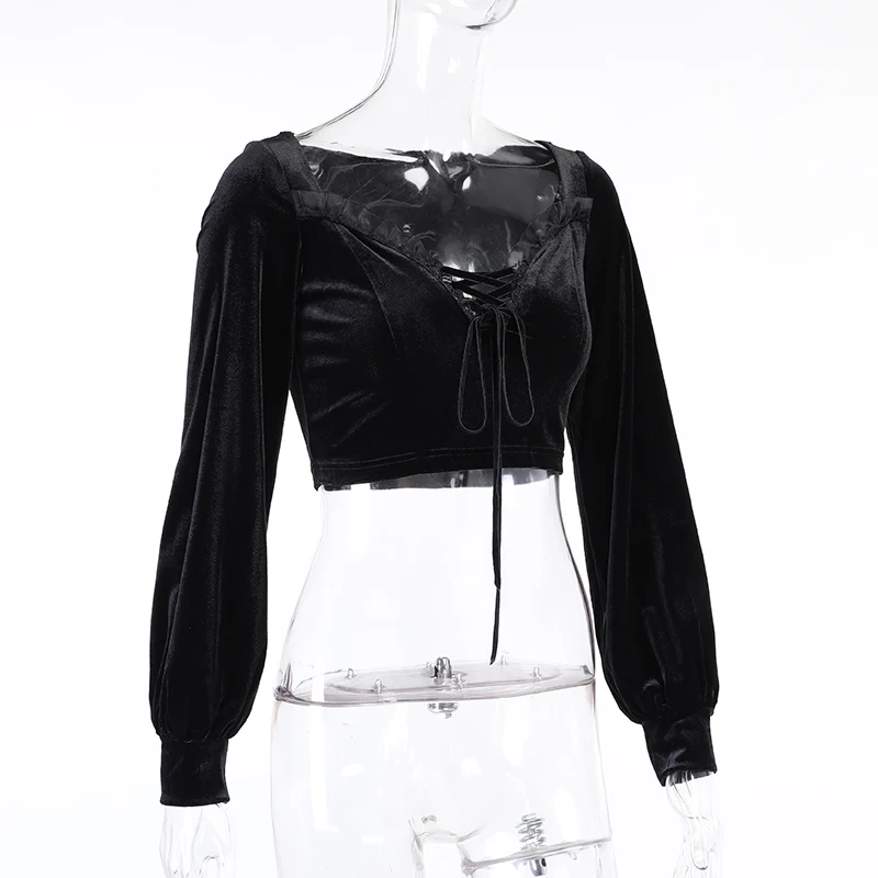 Women Fashion T-Shirt Lace-up Lantern Sleeve T-shirt Vintage Sexy Lace Tops Slim Long Sleeve Short Top Spring Bodycon Streetwear
Women Fashion T-Shirt Lace-up Lantern Sleeve T-shirt Vintage Sexy Lace Tops Slim Long Sleeve Short Top Spring Bodycon Streetwear