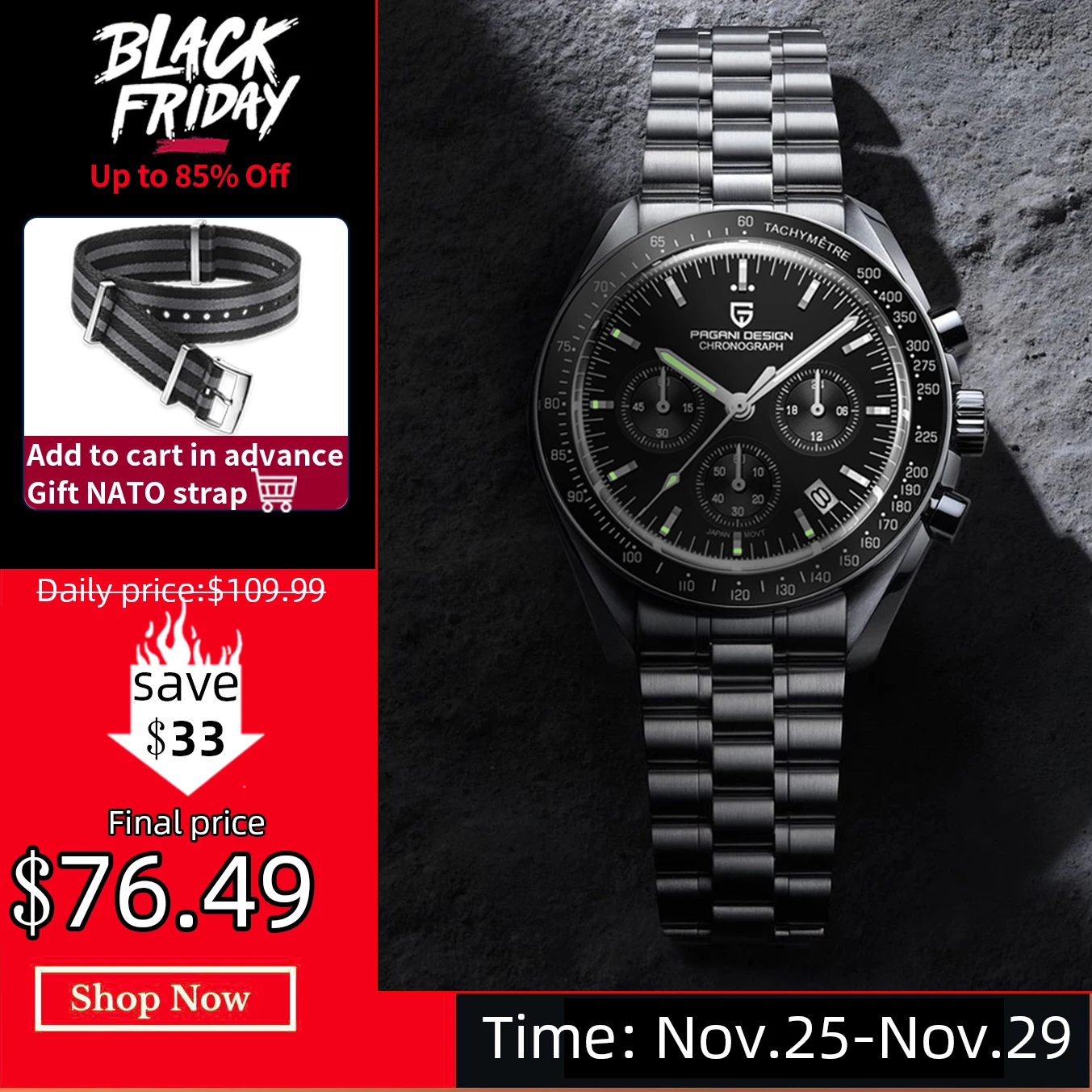 PAGANI DESIGN 2021 New Men's Watches Top Luxury Quartz watch for men Automatic Date Speed Chronograph Sapphire mirror Wristwatch |