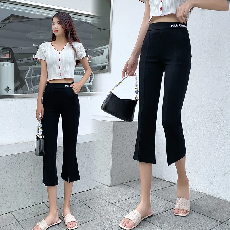 Flare Pants summer New High waist Women's Trousers Split letter Calf-Length Pants Casual Female Elastic waist Bell Bottom
Flare Pants summer New High waist Women's Trousers Split letter Calf-Length Pants Casual Female Elastic waist Bell Bottom