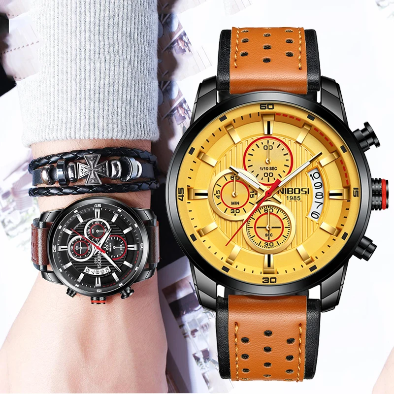 NIBOSI Fashion Mens Watches Brand Luxury Sport Chronograph Relogio Masculino Leather Military Quartz Watch For Men Wristwatches
NIBOSI Fashion Mens Watches Brand Luxury Sport Chronograph Relogio Masculino Leather Military Quartz Watch For Men Wristwatches