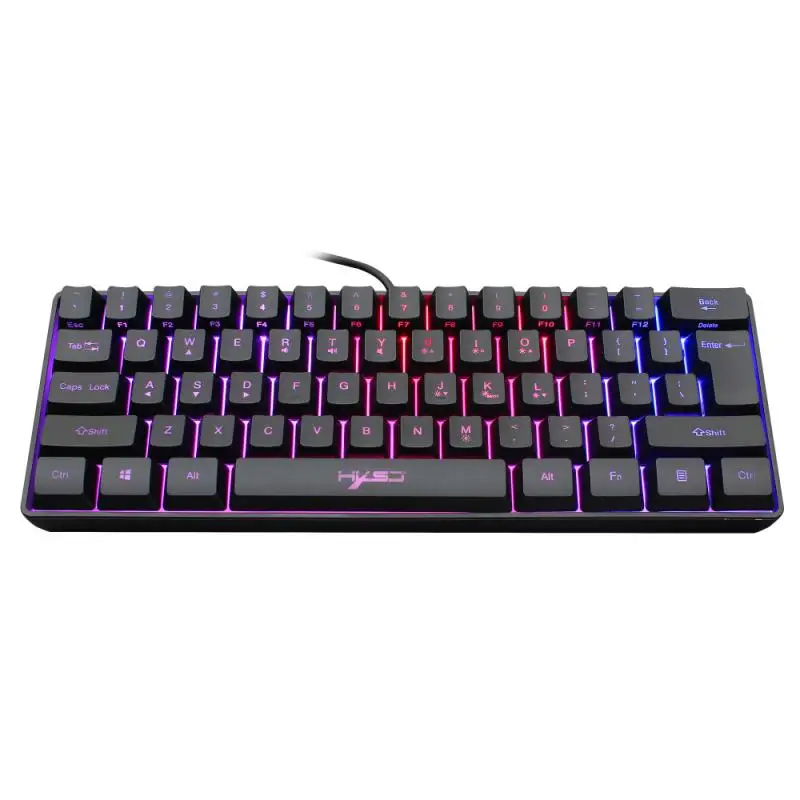Игровая механическая клавиатура, USB Проводная клавиатура с RGB подсветкой, 61 клавиша, для настольных ПК и планшетов
Игровая механическая клавиатура, USB Проводная клавиатура с RGB подсветкой, 61 клавиша, для настольных ПК и планшетов