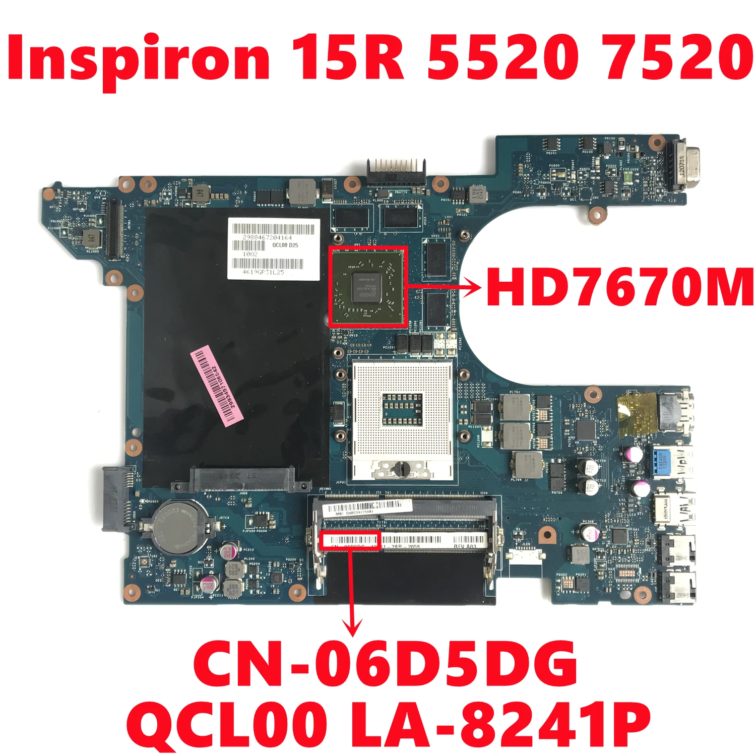 Новинка QCL00 LA-8241P для dell Inspiron 15R 5520 7520 материнская плата ноутбука системная 100%