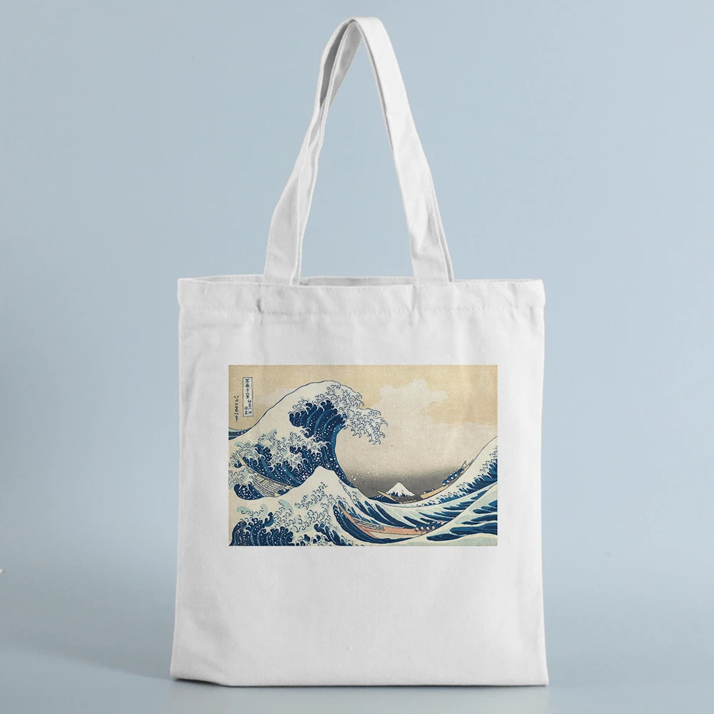 Women Canvas Bag Japan Wave Fun Print Large Capacity Female Shoulder Bag Fashion Harajuku Reusable Ladies travel Canvas Tote bag
Women Canvas Bag Japan Wave Fun Print Large Capacity Female Shoulder Bag Fashion Harajuku Reusable Ladies travel Canvas Tote bag