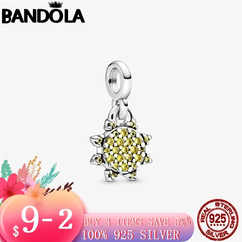 Подходит к оригиналу Pandora мне Браслеты 925 пробы серебро мое летнее солнце с позолоченным кольцом бусины