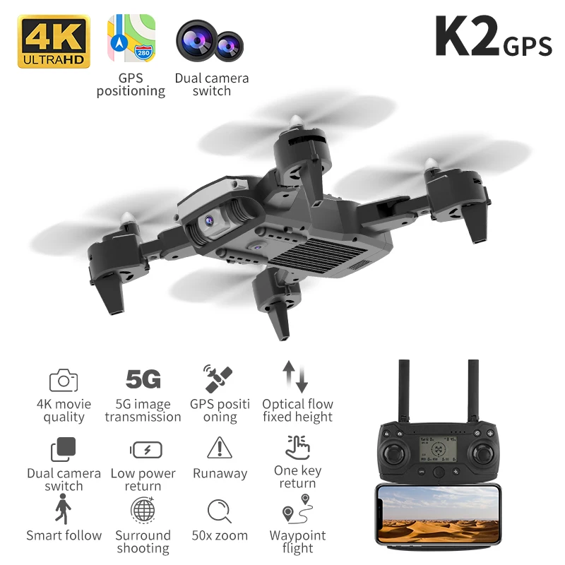 K2 GPS WI-FI Квадрокоптер с дистанционным управлением 5G FPV GPS, беспилотные летательные аппараты с широкоугольный двойной цвет, в ассортименте 4K HD ...
K2 GPS WI-FI Квадрокоптер с дистанционным управлением 5G FPV GPS, беспилотные летательные аппараты с широкоугольный двойной цвет, в ассортименте 4K HD ...