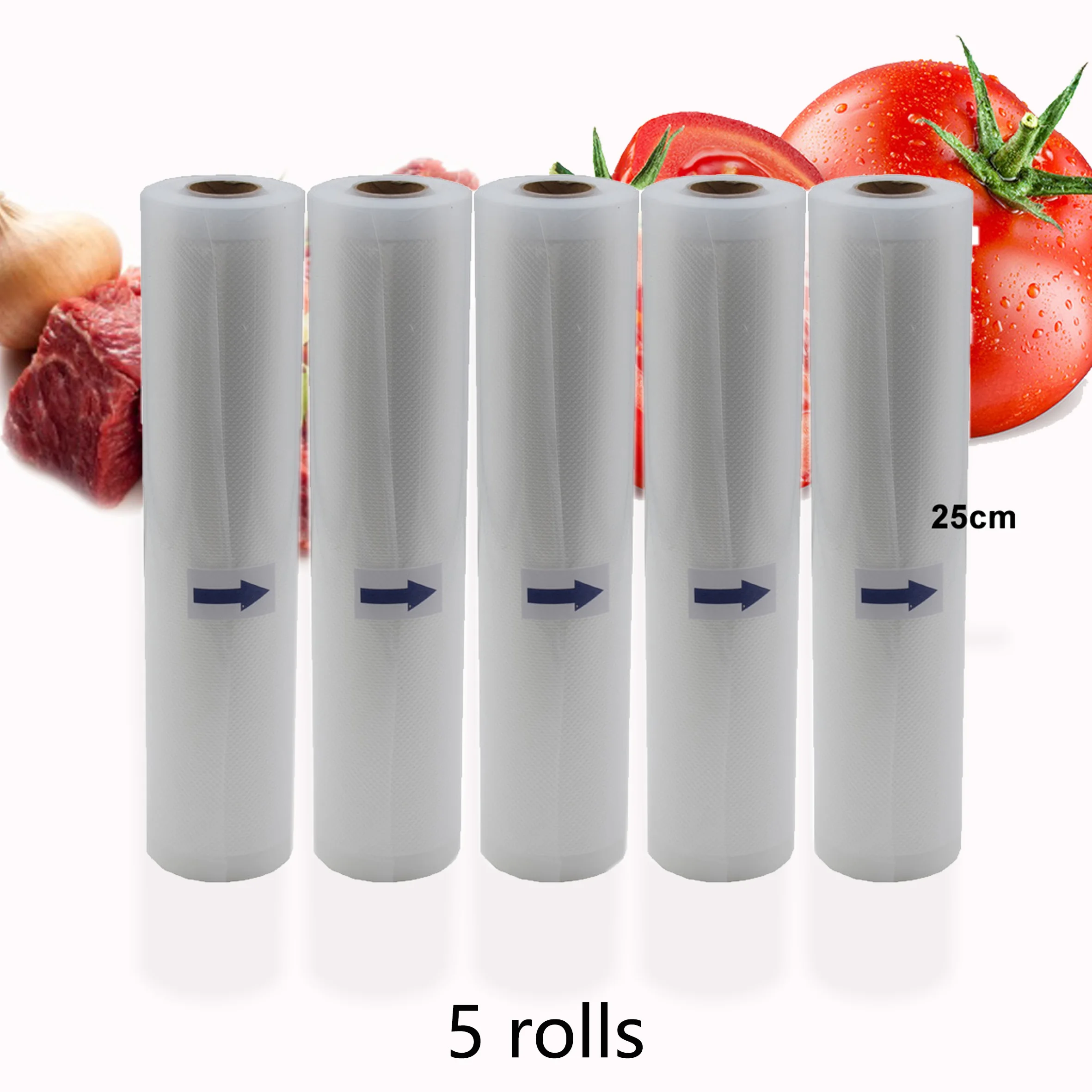 

5 Rolls/Lot Food vacuum sealer Storage saver bags Vacuum 5 size Bags For Kitchen Vacuum Sealer to keep food fresh