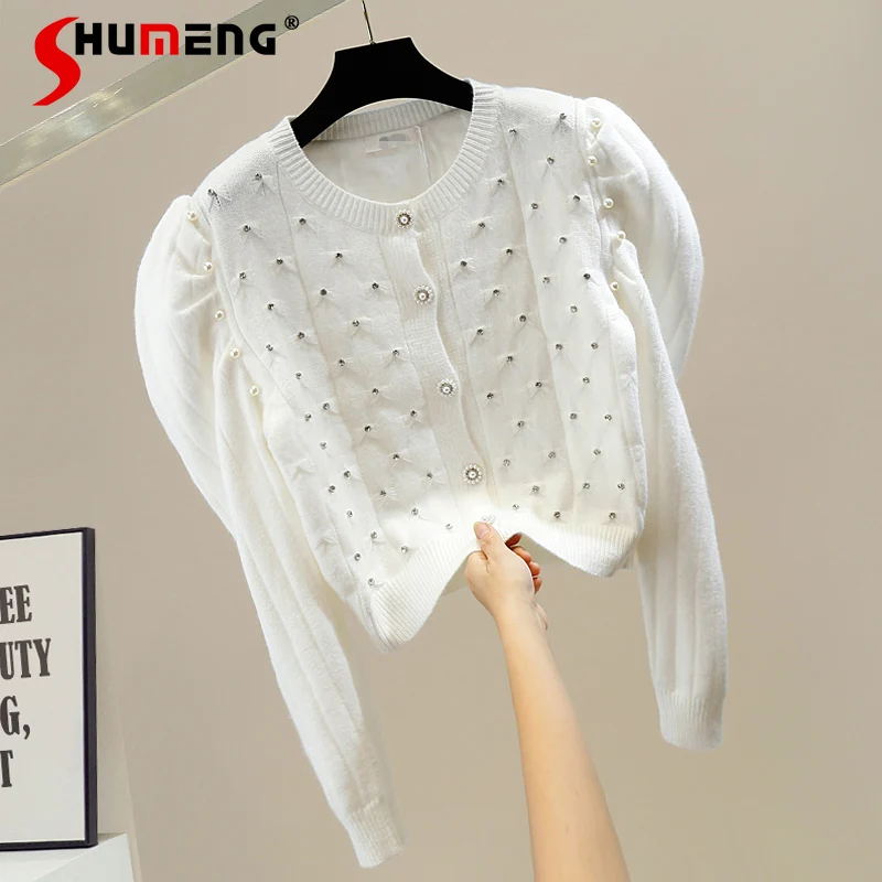 Fall 2021 New Beads Rhinestones Vintage Crumpled Puff Sleeve Loose Short Sweet Beauty Sweater Cardigan
Fall 2021 New Beads Rhinestones Vintage Crumpled Puff Sleeve Loose Short Sweet Beauty Sweater Cardigan