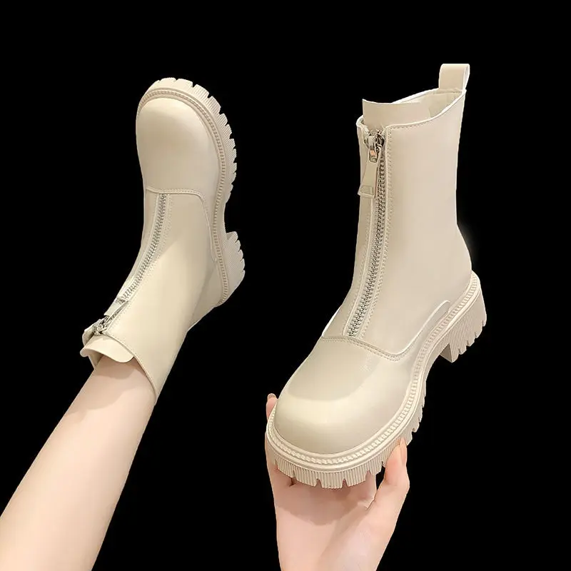 QWEEK Beige Black British Style Short Martin Boots Women's Platform 2021 New Autumn Winter Plus Velvet Rubber Korean Fashion
QWEEK Beige Black British Style Short Martin Boots Women's Platform 2021 New Autumn Winter Plus Velvet Rubber Korean Fashion