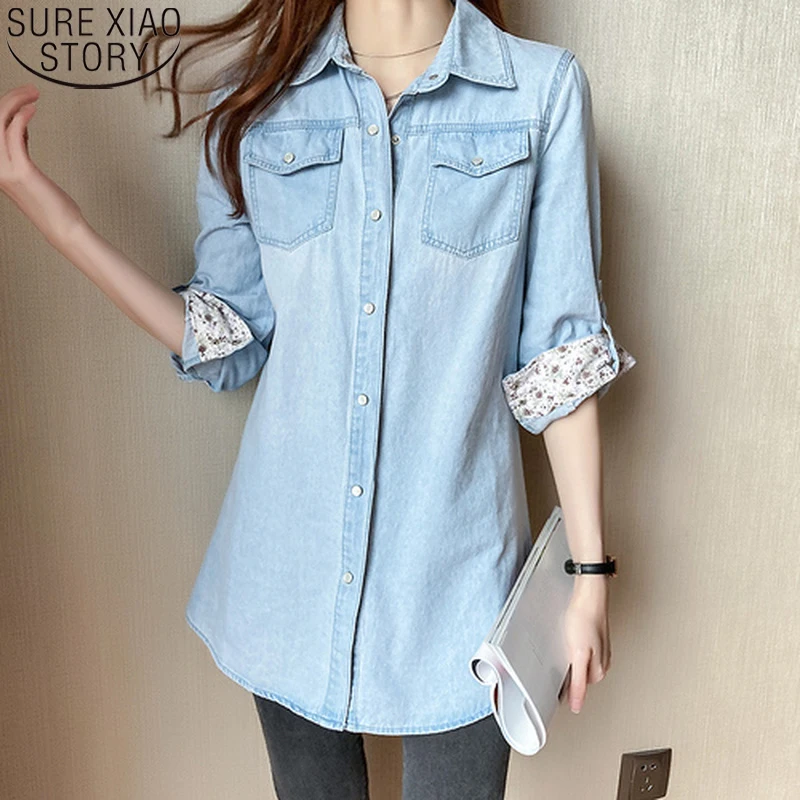 Spring New 2021 Vintage Denim Button Up Shirt Coat Korean Long Sleeve Tops Women Plus Size Loose Casual Blouse Fashion 11968
Spring New 2021 Vintage Denim Button Up Shirt Coat Korean Long Sleeve Tops Women Plus Size Loose Casual Blouse Fashion 11968