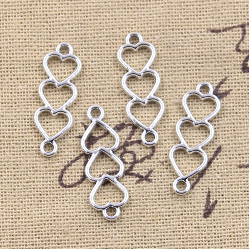 

40pcs Charms Heart Link Connector 24x8mm Antique Silver Color Pendants DIY Crafts Making Findings Handmade Tibetan Jewelry