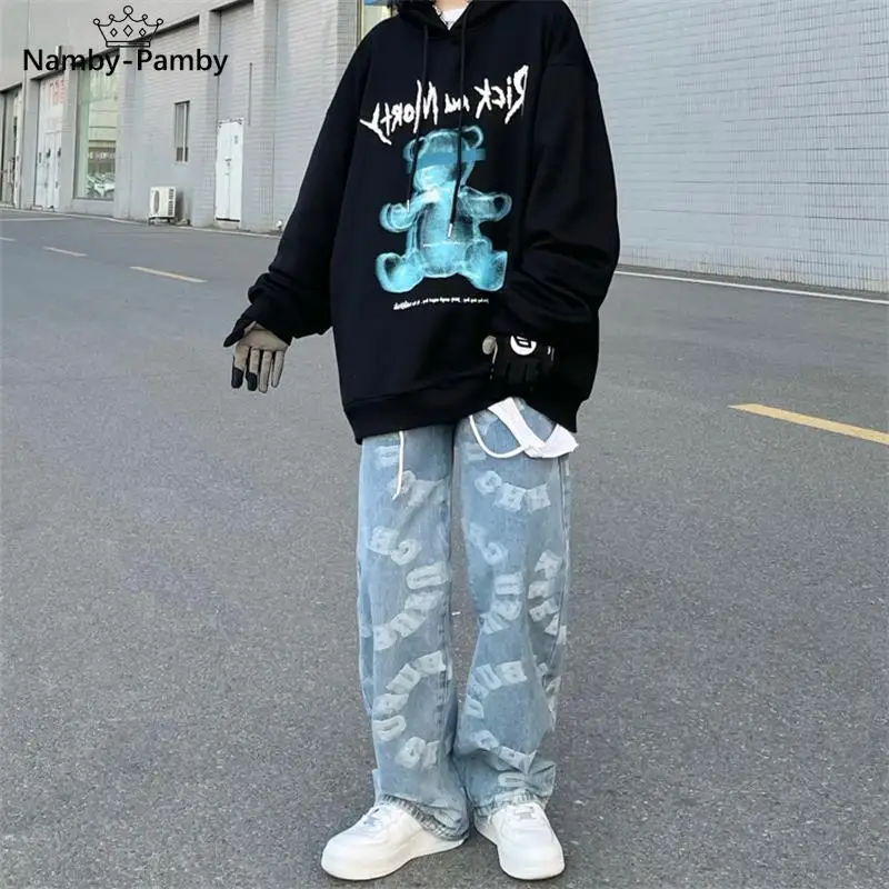 2021 new high waist jeans high street ins tide hip hop American printed light-colored jeans women
2021 new high waist jeans high street ins tide hip hop American printed light-colored jeans women