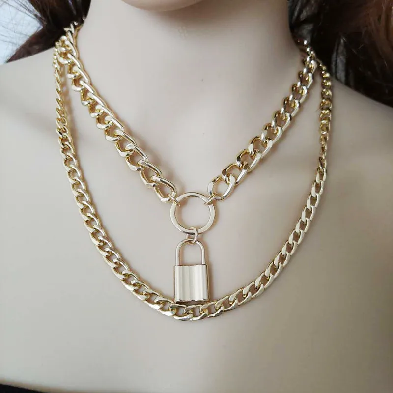 Fashion 2021 Pumk Jewelry Trendy Geometric Lock Necklaces for Women Simple Multilayer Gold Choker Pendant Necklace
Fashion 2021 Pumk Jewelry Trendy Geometric Lock Necklaces for Women Simple Multilayer Gold Choker Pendant Necklace