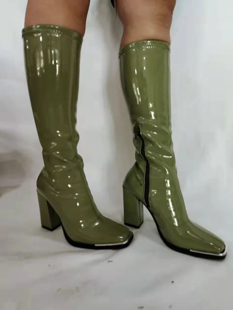 Дизайнерские женские Сапоги gogo до колена на квадратном каблуке классические