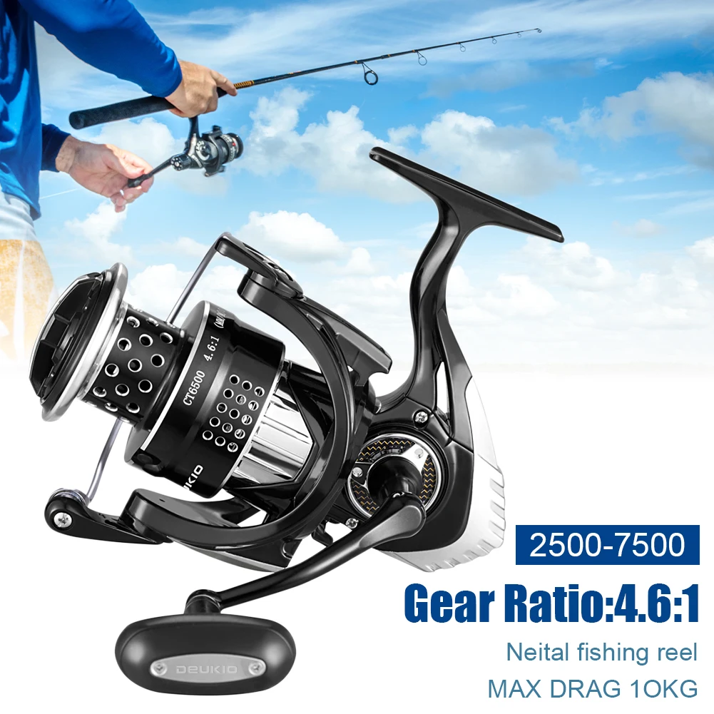 Fishing Reel CT2500-7500 Max Drag 10kg 4.6:1 High Speed Alloy Metal Spool Spinning Reel Saltwater Reel Carp Fishing Equipment
Fishing Reel CT2500-7500 Max Drag 10kg 4.6:1 High Speed Alloy Metal Spool Spinning Reel Saltwater Reel Carp Fishing Equipment
