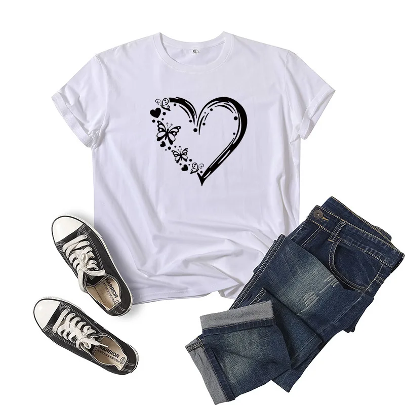 Cute Heart Print Women T Shirt Short Sleeve O Neck Loose Women Tshirt Ladies Tee Shirt Tops Clothes Camisetas Mujer
Cute Heart Print Women T Shirt Short Sleeve O Neck Loose Women Tshirt Ladies Tee Shirt Tops Clothes Camisetas Mujer