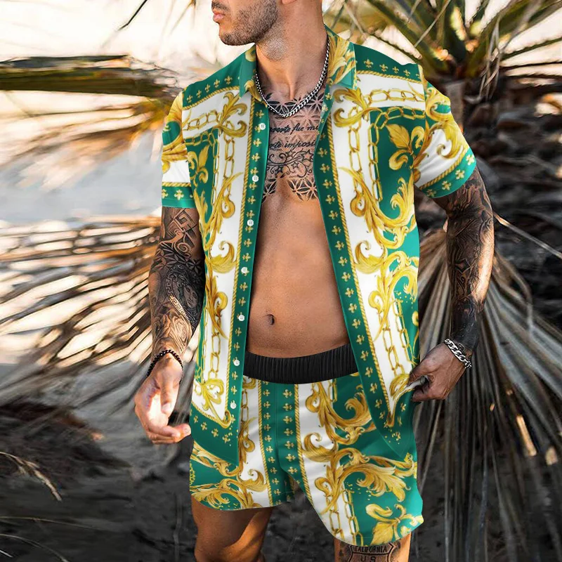 Fashion Hawaiian Print Short Sleeve Shirt Set Men's Beach Coconut Print Shorts Men's Daily Beach Shirt Set Two-piece S-4XL
Fashion Hawaiian Print Short Sleeve Shirt Set Men's Beach Coconut Print Shorts Men's Daily Beach Shirt Set Two-piece S-4XL