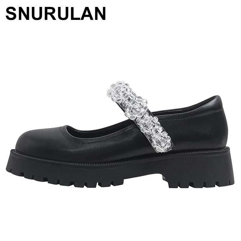 SNURULAN leather beaded Mary Jane women's shoes platform shoes new British style thick heel small leather shoes women
SNURULAN leather beaded Mary Jane women's shoes platform shoes new British style thick heel small leather shoes women