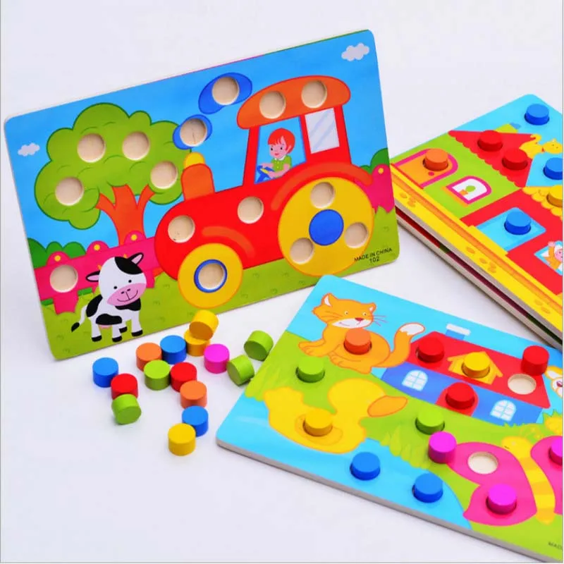 

Цветная развивающая доска Монтессори, обучающие игрушки для детей, деревянная игрушка, головоломка для раннего обучения, цветная деревянна...