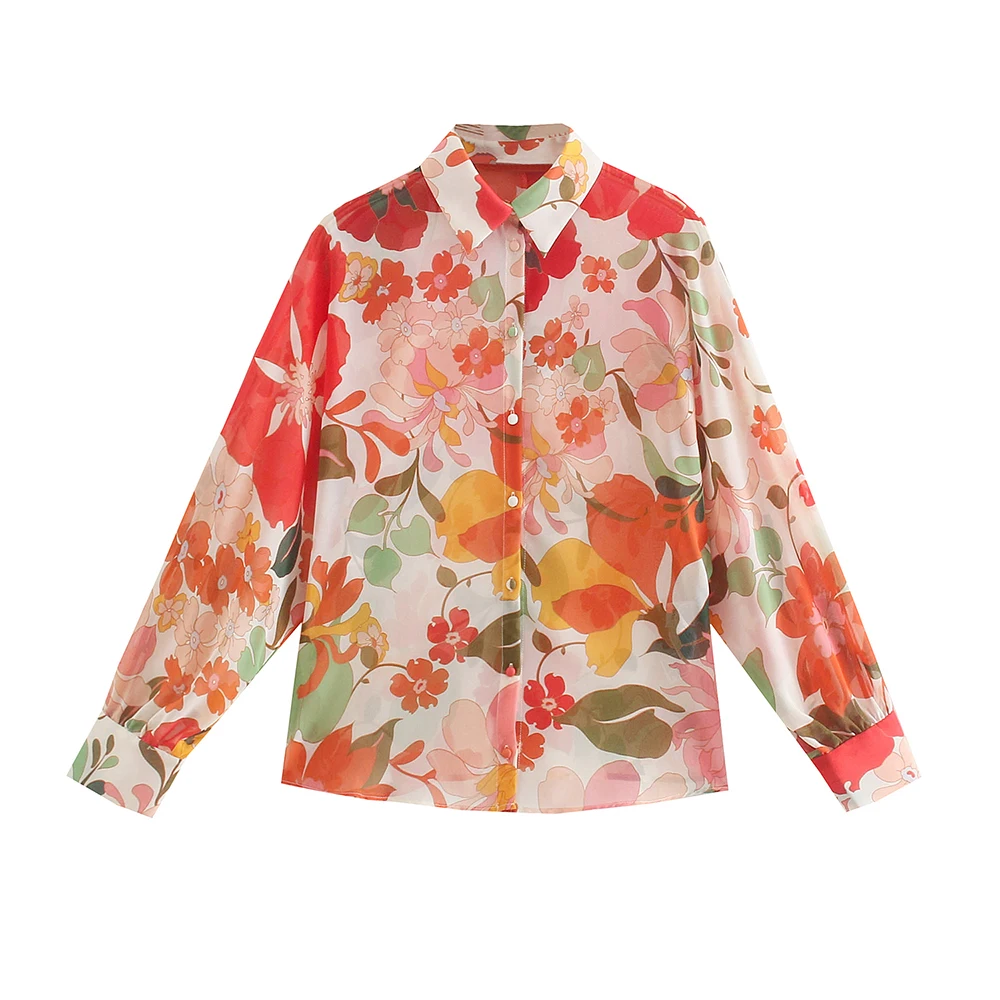 2021 Summer Women Vintage Flowers Print Single Breasted Loose Shirt Long Sleeve Beach Style Shirts Female Fashion Chiffon Tops 
2021 Summer Women Vintage Flowers Print Single Breasted Loose Shirt Long Sleeve Beach Style Shirts Female Fashion Chiffon Tops