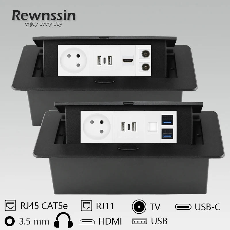 Rewnssin USB с настольной розеткой типа C, комбинированная розетка из алюминиевого сплава RJ45 HDMI USB, настольная встраиваемая розетка для израильск... 
Rewnssin USB с настольной розеткой типа C, комбинированная розетка из алюминиевого сплава RJ45 HDMI USB, настольная встраиваемая розетка для израильск...