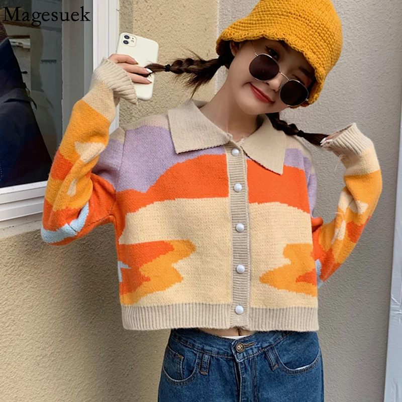 Knitwear Autumn 2021 Loose Sweater Knitted Cardigan New Lapel Long Sleeve Women's Sweater Slim Color Patchwork Top Female 17259
Knitwear Autumn 2021 Loose Sweater Knitted Cardigan New Lapel Long Sleeve Women's Sweater Slim Color Patchwork Top Female 17259