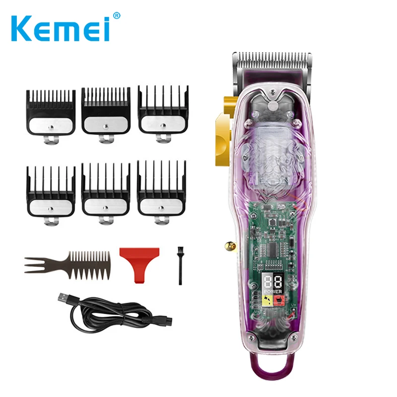 Kemei Hair Clippers for Men LCD Rechargeble Cordless Professional Transparent Cover Hair trimmer for barbers and Stylists
Kemei Hair Clippers for Men LCD Rechargeble Cordless Professional Transparent Cover Hair trimmer for barbers and Stylists