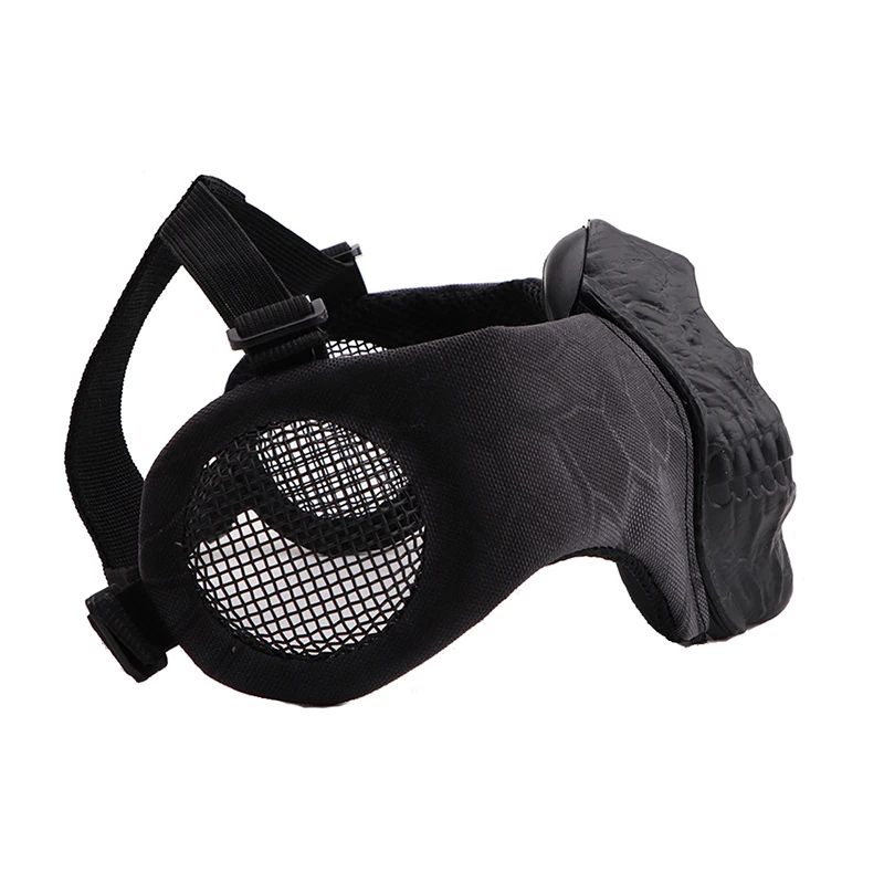 Tactics Airsoft Half Face Mesh Mask With Ear Protection Skull War Shooting Game Field Camouflage Hunting Equipment Masks | Спорт и