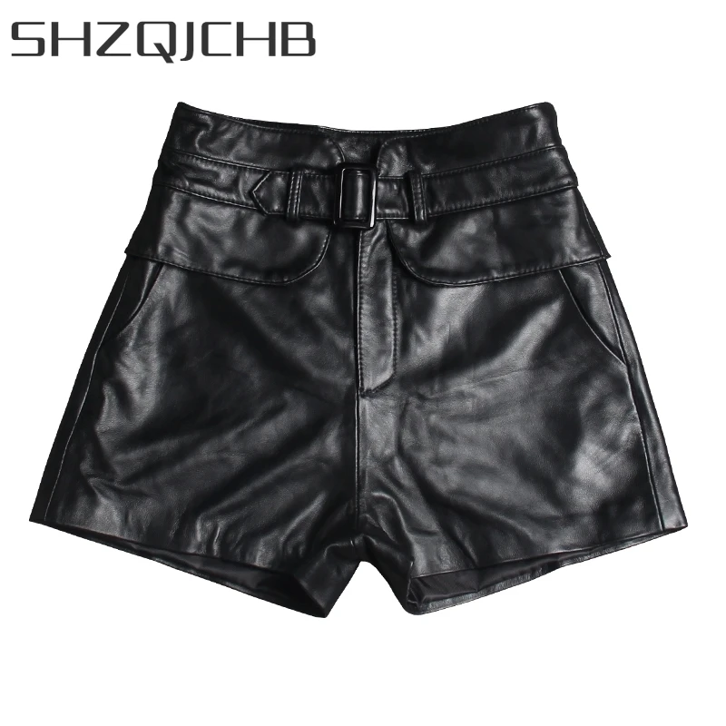 JCHB 2021 High Waist Genuine Leather Shorts Femme Design Slim Sheepskin Wide Leg Short Pants New Street Red Black Ladies Sexy S
JCHB 2021 High Waist Genuine Leather Shorts Femme Design Slim Sheepskin Wide Leg Short Pants New Street Red Black Ladies Sexy S