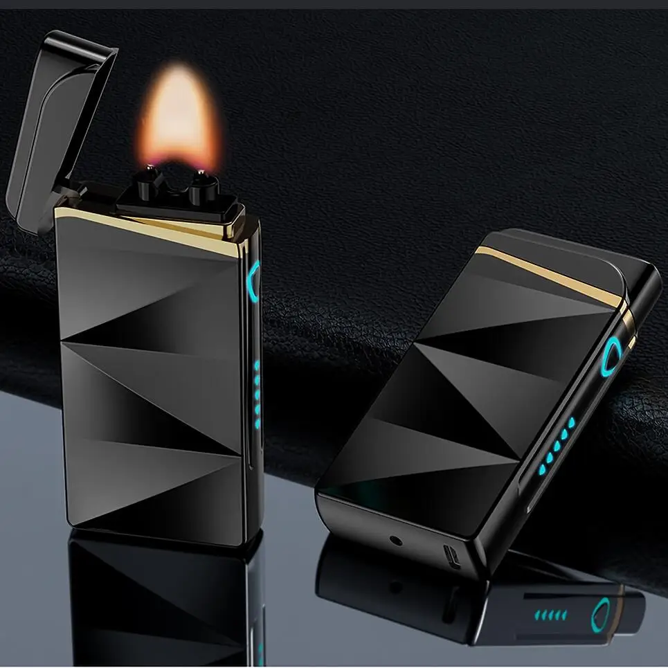 

New Windproof Big Flame Luxury Cigar Lighter USB Pulse Arc Electric Lighters Rechargeable Plasma Christmas Gift Smoking Gadgets