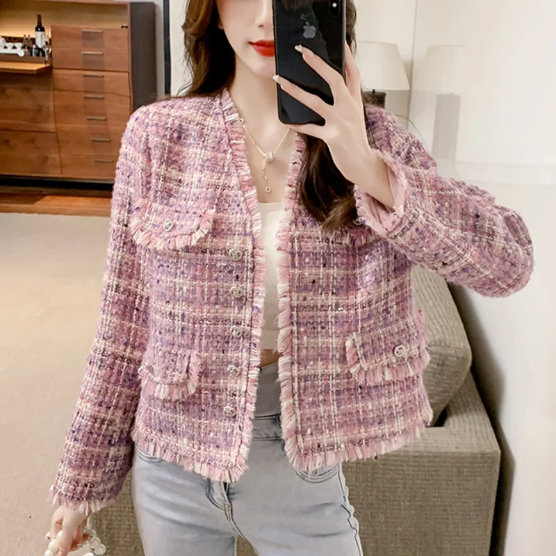 High Quality Temperament Ladies Tassel Pink Tweed Outerwear Autumn Winter Elegant Female Fashion Woman Woolen Blends Jacket Coat
High Quality Temperament Ladies Tassel Pink Tweed Outerwear Autumn Winter Elegant Female Fashion Woman Woolen Blends Jacket Coat