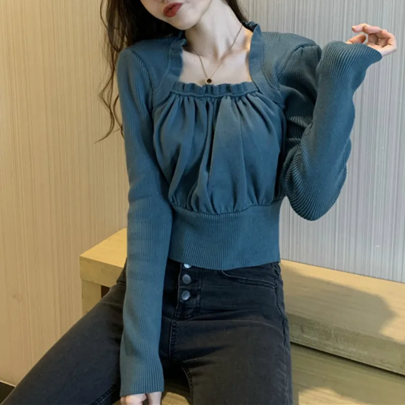 Sweater Jumper Women 2021 Spring Summer Square Collar Korean Chic Outwear Long Sleeve Solid Knitted Pullover Elegant Casual Tops
Sweater Jumper Women 2021 Spring Summer Square Collar Korean Chic Outwear Long Sleeve Solid Knitted Pullover Elegant Casual Tops