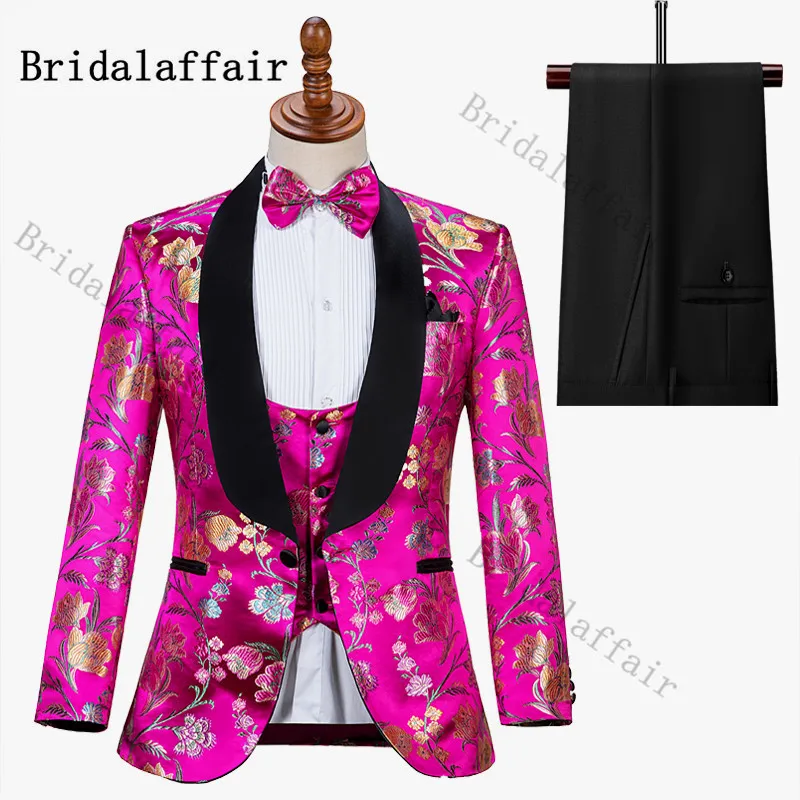 Брендовый дизайнерский яркий костюм Bridalaffair с цветочной вышивкой Мужская шаль