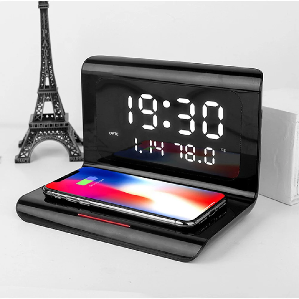 Desktop Clock and Wireless Charging Digital Time/Date/Temperaure Display 10W Fast Charging for iPhone
Desktop Clock and Wireless Charging Digital Time/Date/Temperaure Display 10W Fast Charging for iPhone