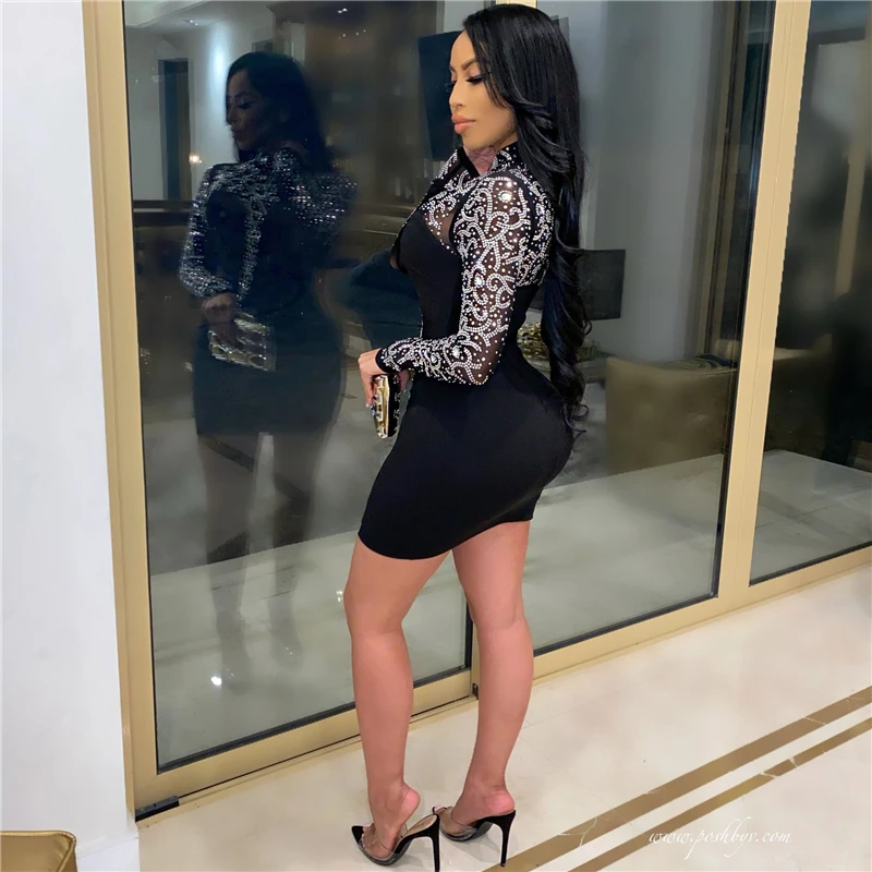 Zoctuo Dress For Women Spring Crystal Diamonds Mesh Sheer Patchwork Party Dress Long Sleeve Bodycon Mini Club Sexy Party Dress 
Zoctuo Dress For Women Spring Crystal Diamonds Mesh Sheer Patchwork Party Dress Long Sleeve Bodycon Mini Club Sexy Party Dress