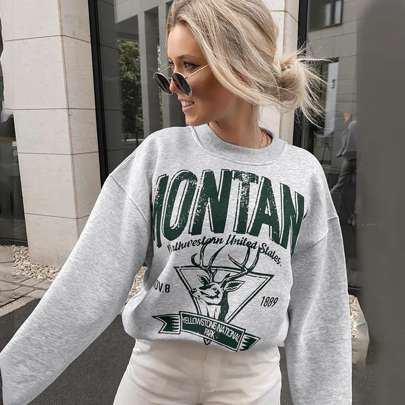 Cozok Letter Print Women O-neck Sweatshirts Casual Vintage Long Sleeve Pullover Autumn 2021 Streetwear Basic Gray Sweatshirts
Cozok Letter Print Women O-neck Sweatshirts Casual Vintage Long Sleeve Pullover Autumn 2021 Streetwear Basic Gray Sweatshirts