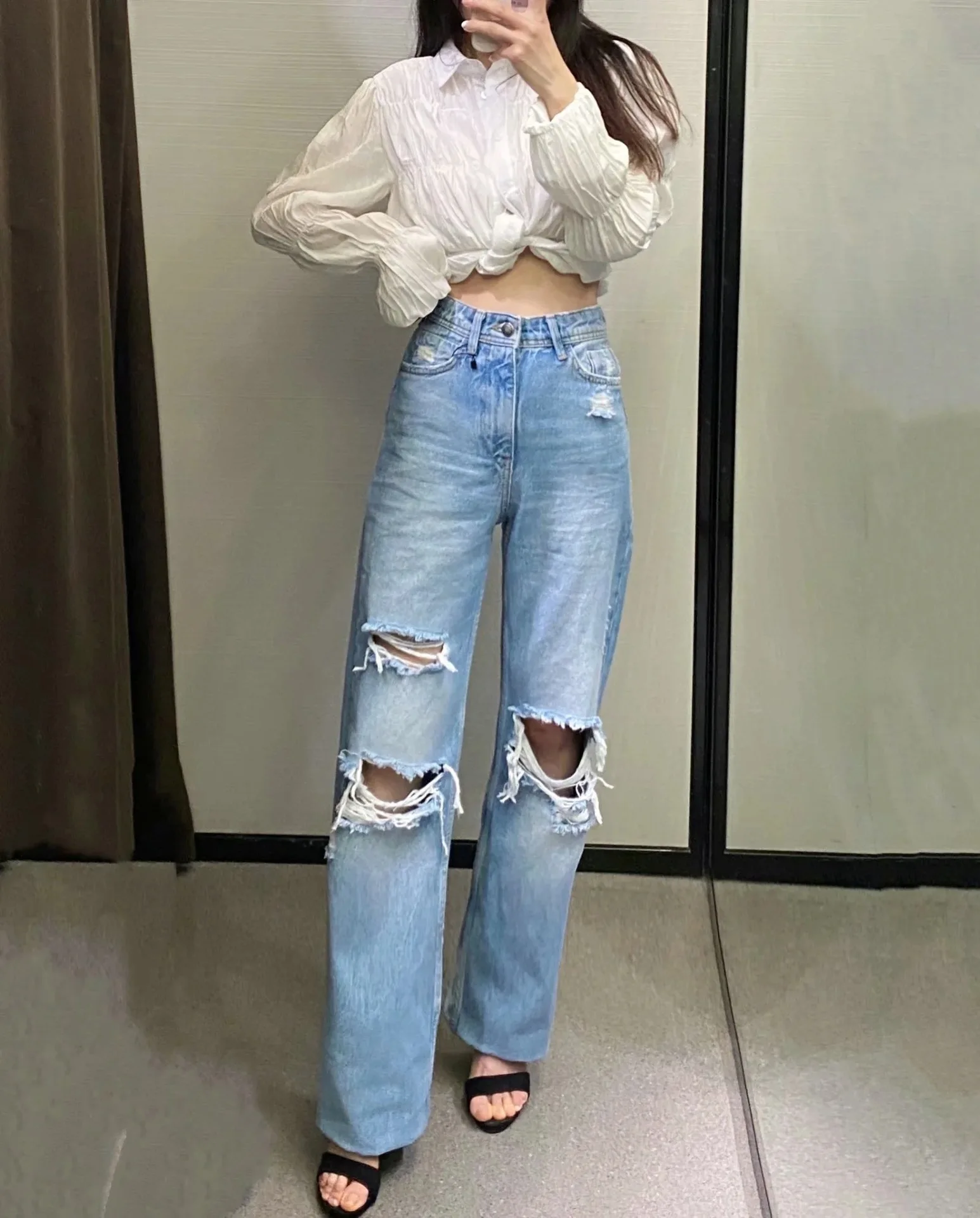 TVVOVVIN Vintage Hole Wide Leg Jeans Spring Female Fashion Loose Street Casual Washed Denim Pants QZBY
TVVOVVIN Vintage Hole Wide Leg Jeans Spring Female Fashion Loose Street Casual Washed Denim Pants QZBY