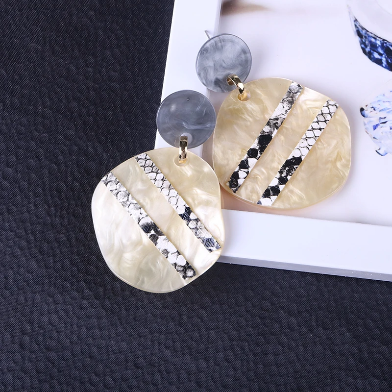 Geometric Retro Round Acetic Acid Plate Acrylic Earrings Tide Simple Temperament Sweet Personality Jewelry | Украшения и