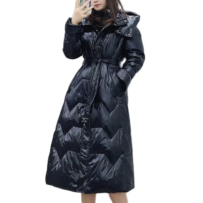 

Winter Hooded Long Black puffer Jacket Women White Duck Down Coat Warm Thick Parkas Female Hight Quality Overcoat Snow Outwear