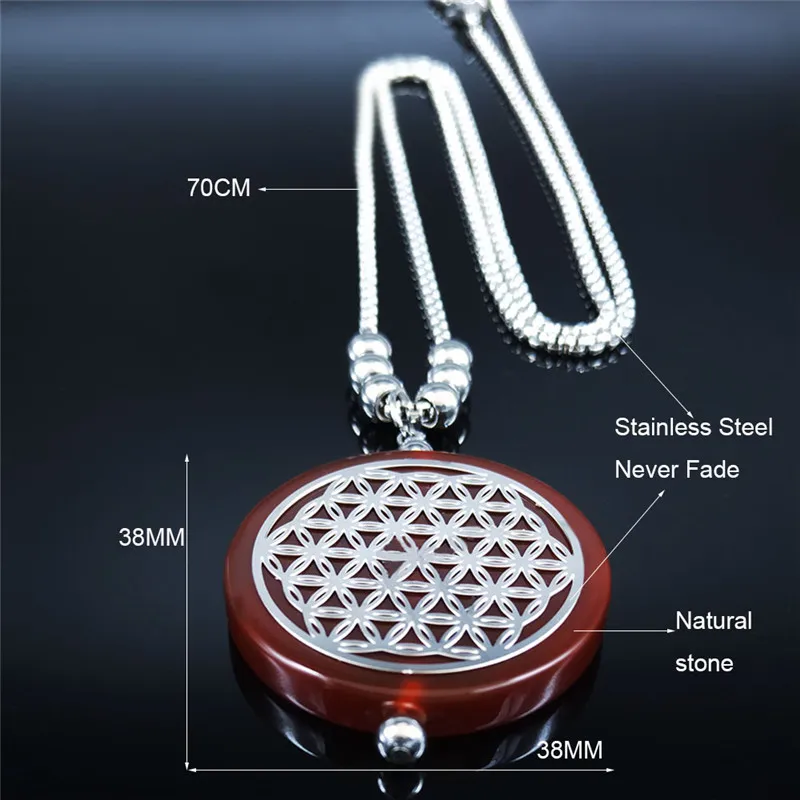 Flower of Life Stainless Steel Long Necklace Women Red Color Natural Stone Spiritual Necklace Jewelry collier femme Nb5S04
Flower of Life Stainless Steel Long Necklace Women Red Color Natural Stone Spiritual Necklace Jewelry collier femme Nb5S04
