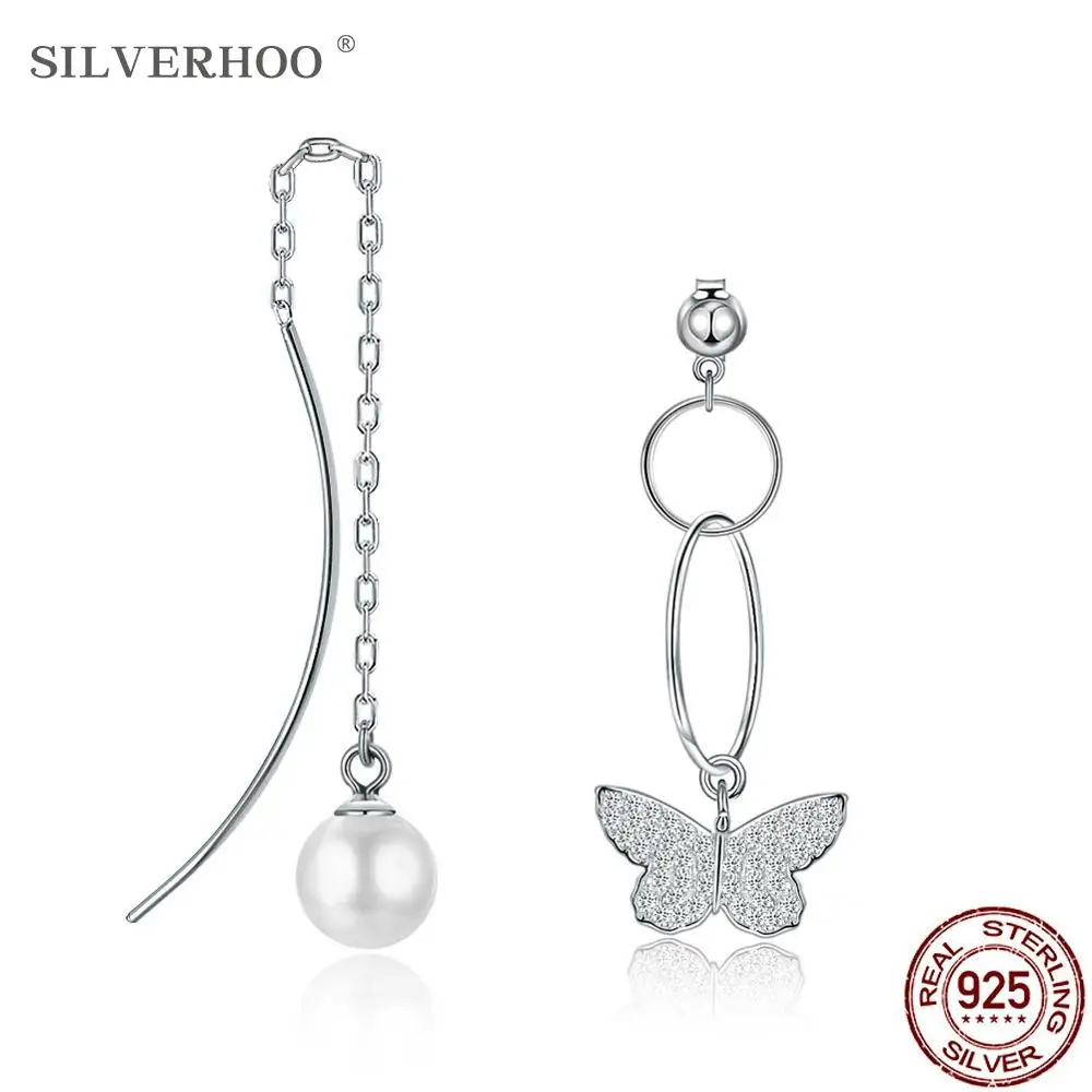 SILVERHOO 925 Sterling Silver Women's Drop Earrings Asymmetric Butterfly With Shell Beads Female Earring Anniversary Fine Jewelr
SILVERHOO 925 Sterling Silver Women's Drop Earrings Asymmetric Butterfly With Shell Beads Female Earring Anniversary Fine Jewelr